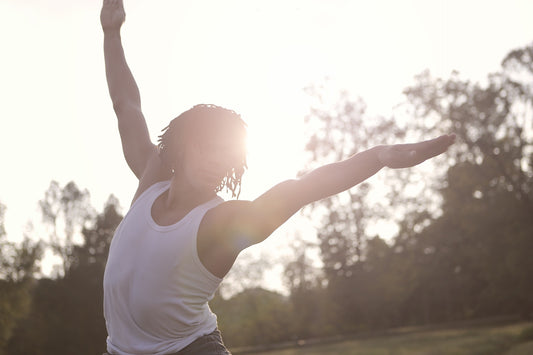 Man stretching outdoors