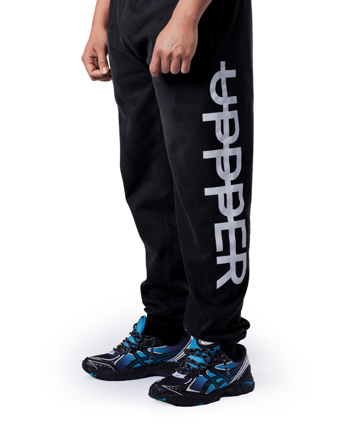 Pantalon de survêtement à logo latéral noir délavé