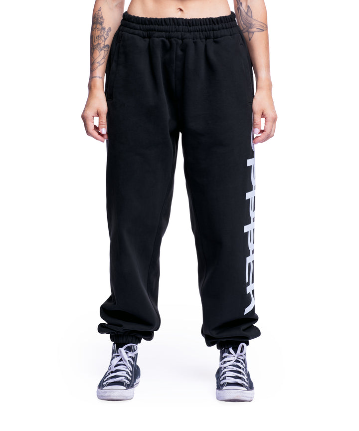 Pantalon de survêtement à logo latéral noir délavé
